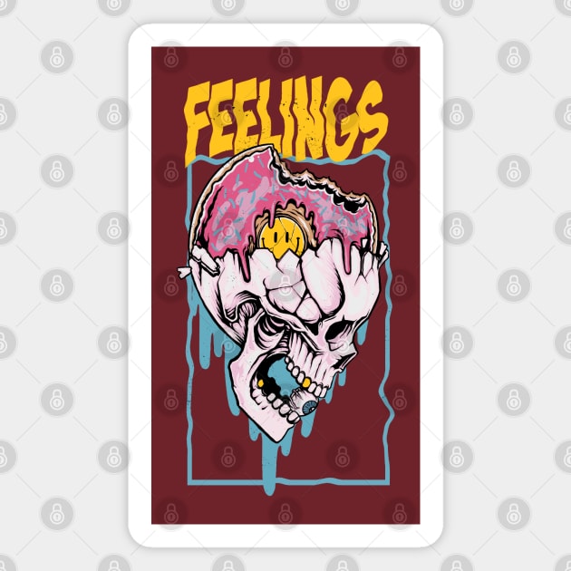 feelings donut skull Magnet by Mako Design 